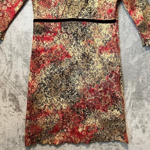 Vintage 90s Brocade Lace Floral Dress Whimsical Dark Fairy Cottagecore Sz Medium - Picture 3 of 11